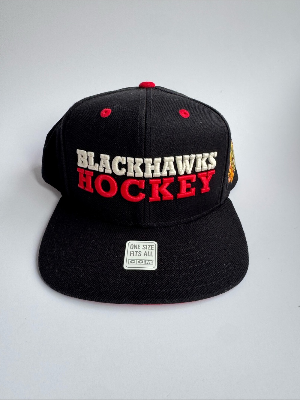 CCM Black and Red Snapback Hat with Embroidered Logo
